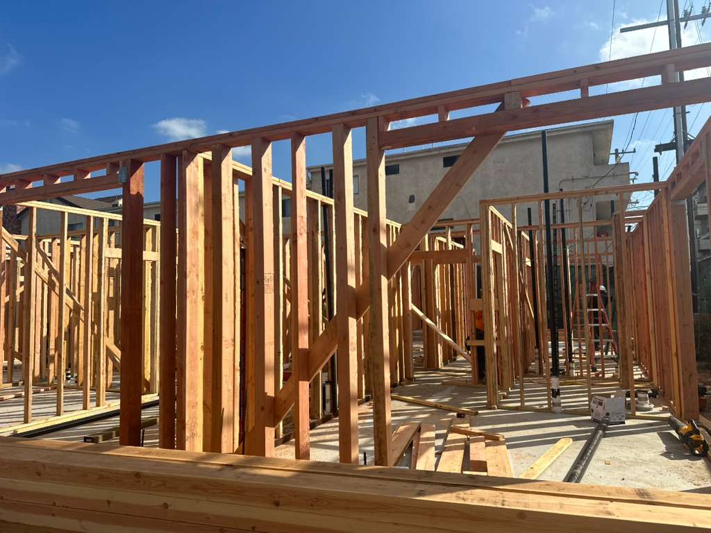 New wood framing going up on a Los Angeles build